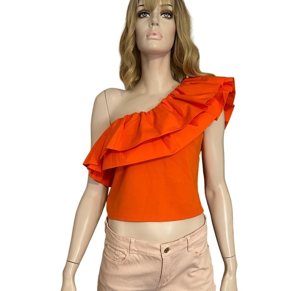 Anthropologie Sunday in Brooklyn Blouse Top One Shoulder Ruffle Flounce NWOT - Picture 9 of 16